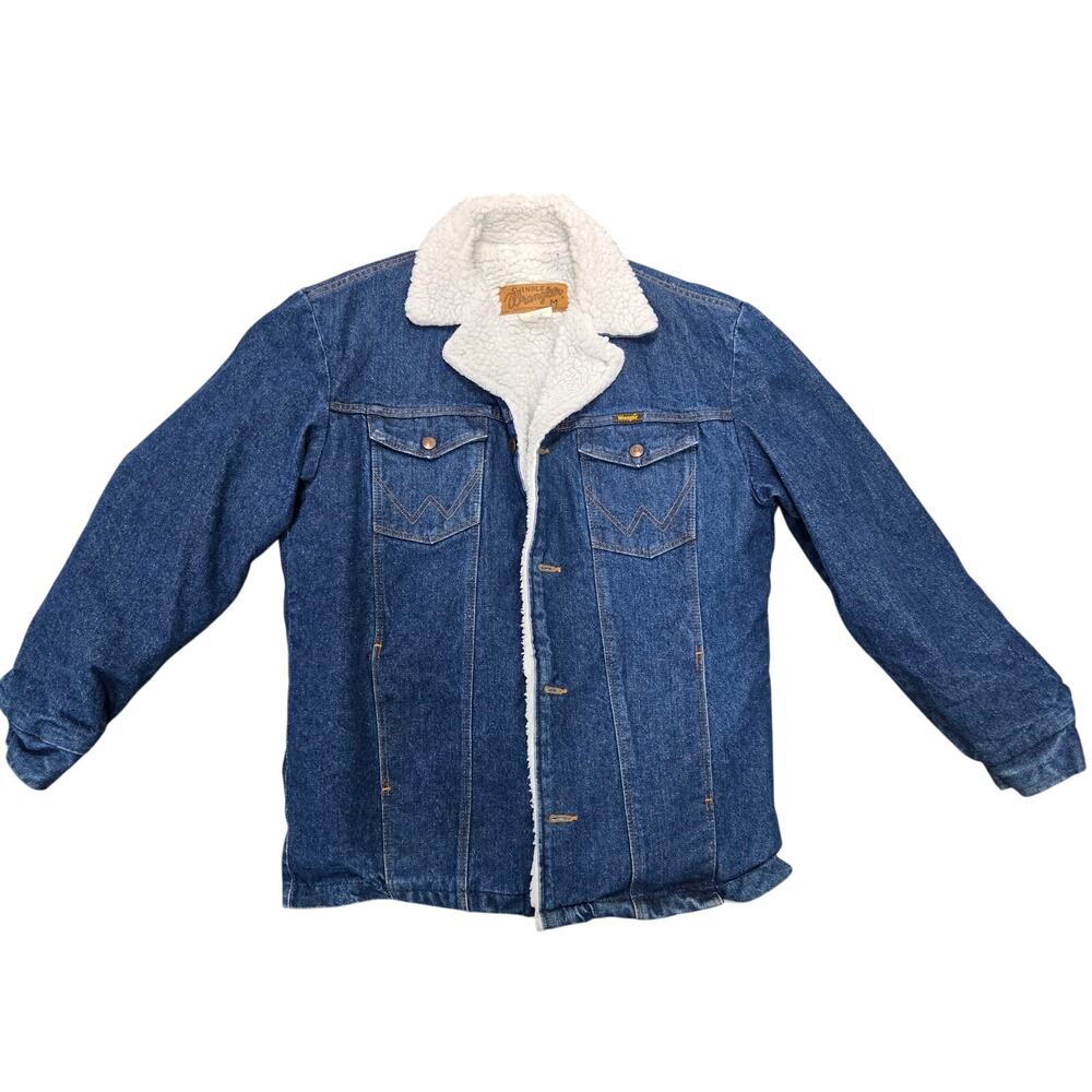 Vintage 80s Wrangler 74257PW Sherpa Denim Jacket Men’s Medium Western